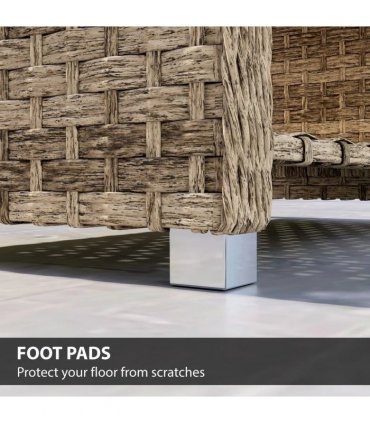 Outsunny Outdoor Coffee Table with Storage Shelf, PE Rattan Side Table with Slatted Top and Foot Pads, Light Brown