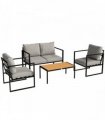 Outsunny Outdoor Garden Furniture Set, 4 Piece Patio Furniture with Slatted Table, Indoor Outdoor Balcony Patio Conservatory Set