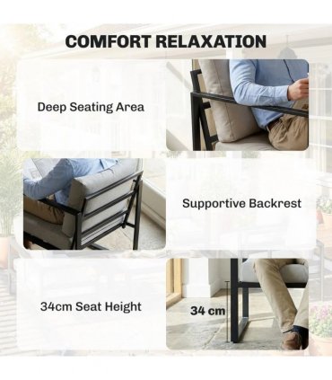 Outsunny Outdoor Garden Furniture Set, 4 Piece Patio Furniture with Slatted Table, Indoor Outdoor Balcony Patio Conservatory Set