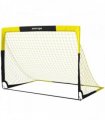 SPORTNOW Pop Up Football Goal, Portable Folding Football Net with Carry Bag, 4 U-Shaped Ground Stakes, Fibreglass Pole