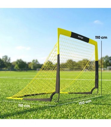 SPORTNOW Pop Up Football Goal, Portable Folding Football Net with Carry Bag, 4 U-Shaped Ground Stakes, Fibreglass Pole