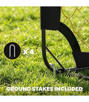 SPORTNOW Pop Up Football Goal, Portable Folding Football Net with Carry Bag, 4 U-Shaped Ground Stakes, Fibreglass Pole