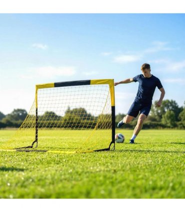 SPORTNOW Pop Up Football Goal, Portable Folding Football Net with Carry Bag, 4 U-Shaped Ground Stakes, Fibreglass Pole