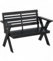 Outsunny 2 Seater Wooden Garden Bench, Slatted Patio Bench with Armrest and Backrest, Black