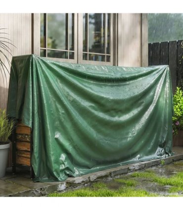 Outsunny 3 x 4m Waterproof Tarpaulin, 90GSM Tear-Resistant PE Tarp with Reinforced Grommets, UV Protected Cover