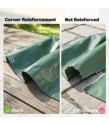 Outsunny 3 x 4m Waterproof Tarpaulin, 90GSM Tear-Resistant PE Tarp with Reinforced Grommets, UV Protected Cover