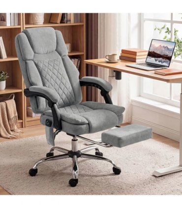 HOMCOM Office Chair with 6-Point Vibration Massage and Heat, Executive Computer Desk Chair with High Back, Reclining, Grey