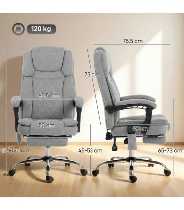 HOMCOM Office Chair with 6-Point Vibration Massage and Heat, Executive Computer Desk Chair with High Back, Reclining, Grey