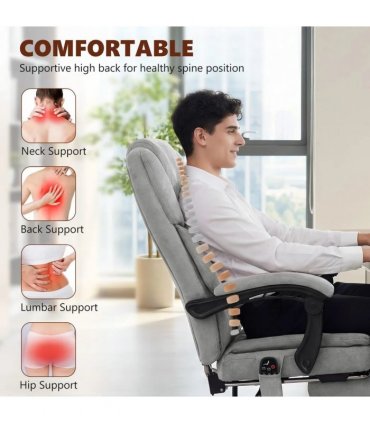 HOMCOM Office Chair with 6-Point Vibration Massage and Heat, Executive Computer Desk Chair with High Back, Reclining, Grey