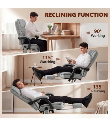 HOMCOM Office Chair with 6-Point Vibration Massage and Heat, Executive Computer Desk Chair with High Back, Reclining, Grey