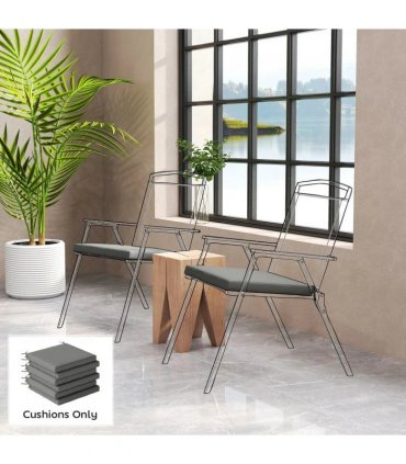 Outsunny Set of 6 Outdoor Seat Cushions with Machine Washable Cover, Water Repellent Seat Cushions Dark Grey