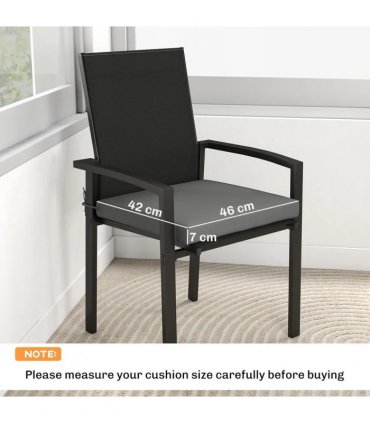Outsunny Set of 6 Outdoor Seat Cushions with Machine Washable Cover, Water Repellent Seat Cushions Dark Grey