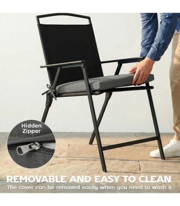 Outsunny Set of 6 Outdoor Seat Cushions with Machine Washable Cover, Water Repellent Seat Cushions Dark Grey