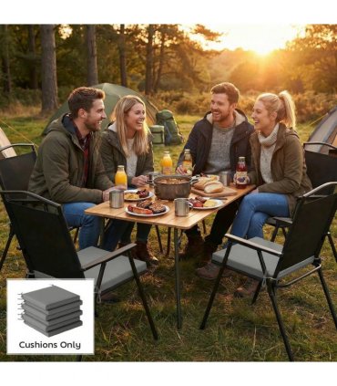 Outsunny Set of 6 Outdoor Seat Cushions with Machine Washable Cover, Water Repellent Seat Cushions Dark Grey