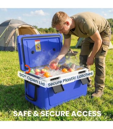 Outsunny 42.6L Insulated Cool Box, Lightweight Portable Ice Cooler with Handle, Lid and Drain Valve, Dark Blue