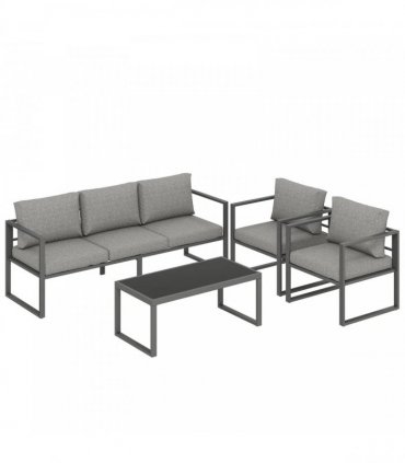 Outsunny 4 Piece Outdoor Garden Furniture Set, Patio Furniture with 3-Seater Sofa, Armchairs and Coffee Table