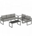 Outsunny 4 Piece Outdoor Garden Furniture Set, Patio Furniture with 3-Seater Sofa, Armchairs and Coffee Table