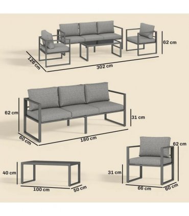 Outsunny 4 Piece Outdoor Garden Furniture Set, Patio Furniture with 3-Seater Sofa, Armchairs and Coffee Table
