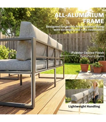 Outsunny 4 Piece Outdoor Garden Furniture Set, Patio Furniture with 3-Seater Sofa, Armchairs and Coffee Table