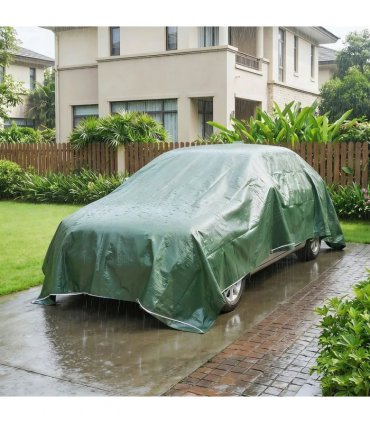 Outsunny 4 x 6m Waterproof Tarpaulin, 90GSM Tear-Resistant PE Tarp with Reinforced Grommets, UV Protected Cover