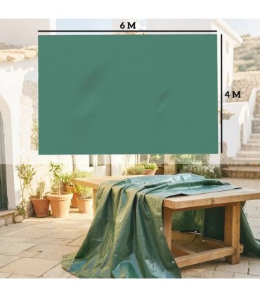 Outsunny 4 x 6m Waterproof Tarpaulin, 90GSM Tear-Resistant PE Tarp with Reinforced Grommets, UV Protected Cover