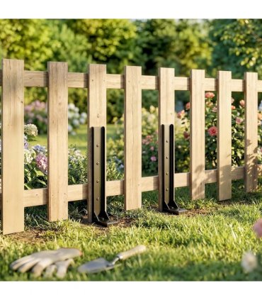 Outsunny 2 Pack Fence Post Repair Kit, 81 cm Metal Fence Post Support with Drill, Garden Ground Spikes for Broken Gate, Posts