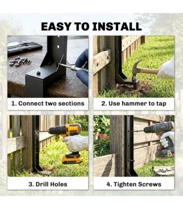 Outsunny 2 Pack Fence Post Repair Kit, 81 cm Metal Fence Post Support with Drill, Garden Ground Spikes for Broken Gate, Posts
