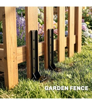 Outsunny 2 Pack Fence Post Repair Kit, 81 cm Metal Fence Post Support with Drill, Garden Ground Spikes for Broken Gate, Posts
