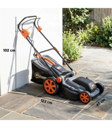 Outsunny 1800W Electric Lawnmower with 40cm Cutting Width, Mulching Feature, 50L Grass Collection Bag, 6 Cutting Heights