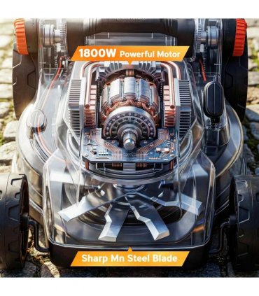 Outsunny 1800W Electric Lawnmower with 40cm Cutting Width, Mulching Feature, 50L Grass Collection Bag, 6 Cutting Heights