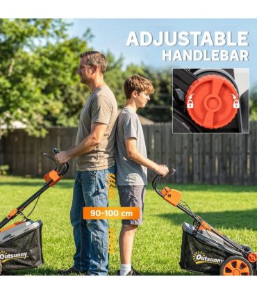 Outsunny 1800W Electric Lawnmower with 40cm Cutting Width, Mulching Feature, 50L Grass Collection Bag, 6 Cutting Heights