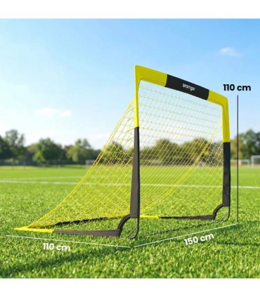 SPORTNOW Set of 2 Pop Up Football Goal, Portable Folding Football Net with Carry Bag, 8 U-Shaped Ground Stakes, Fibreglass Pole