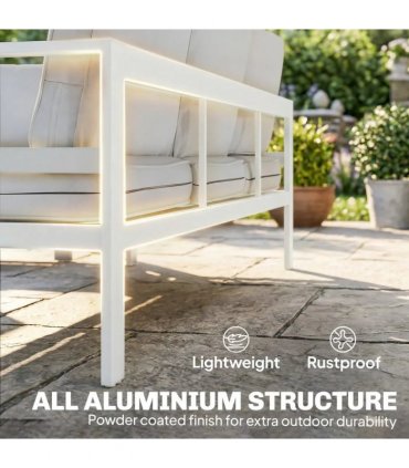 Outsunny 5 Pieces Aluminium Garden Furniture Set with Olefin Cushions, Extra Deep Outdoor Garden Sofa Set, White