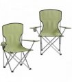 Outsunny Camping Chair Set of 2 Portable Folding Outdoor Camp Chair with Cup Holders and Carry Bag Green