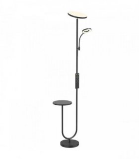 HOMCOM Uplighter Floor Lamp with Table and Reading Light, Dual Light Dimmable Standing Lamp with Remote & 4 Colour Temperatures
