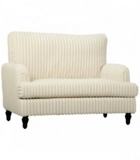 HOMCOM Corduroy Single Sofa Armchair, Modern Accent Chair with Stripes, Turned Legs and Wide Seat, Cream