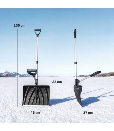 Outsunny Heavy-Duty Snow Shovel with Assist Handle, Portable Snow Pusher with 45cm Wide Blade, Detachable Aluminium Handle