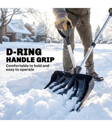 Outsunny Heavy-Duty Snow Shovel with Assist Handle, Portable Snow Pusher with 45cm Wide Blade, Detachable Aluminium Handle