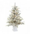 HOMCOM 4ft Prelit Flocked Christmas Tree, Artificial Snow Flocked Spruce with 160 Warm White LED Lights, 8 Modes, Green
