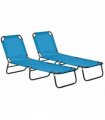 Outsunny Garden Sun Lounger, with Five-Position Back - Sky Blue