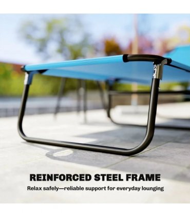 Outsunny Garden Sun Lounger, with Five-Position Back - Sky Blue