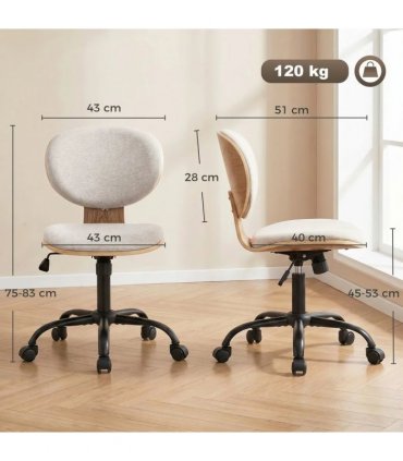 HOMCOM Home Office Desk Chair Rocking Function Ergonomic Swivel Chair with PU Wheels, Light Grey