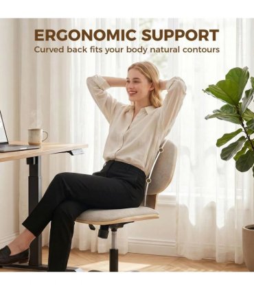 HOMCOM Home Office Desk Chair Rocking Function Ergonomic Swivel Chair with PU Wheels, Light Grey
