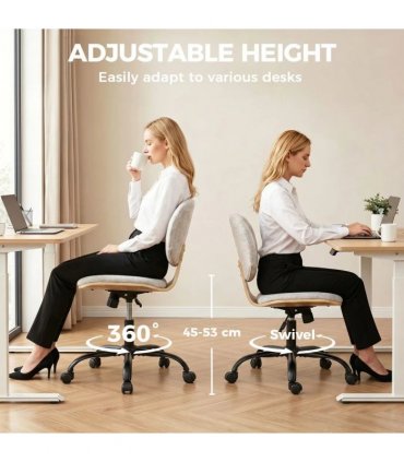 HOMCOM Home Office Desk Chair Rocking Function Ergonomic Swivel Chair with PU Wheels, Light Grey
