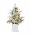 HOMCOM 3ft Prelit Flocked Christmas Tree, Artificial Snow Flocked Spruce with 100 Warm White LED Lights, 8 Modes, Green