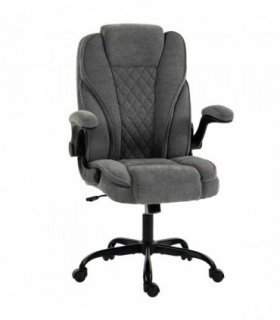 HOMCOM Office Chair, Ergonomic Desk Chair with Flip-up Armrest, Pocket Springs, Swivel Wheels, Adjustable Height, Grey