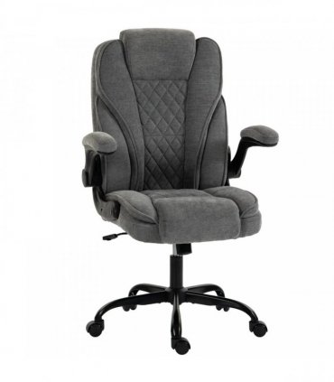 HOMCOM Office Chair, Ergonomic Desk Chair with Flip-up Armrest, Pocket Springs, Swivel Wheels, Adjustable Height, Grey