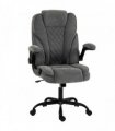 HOMCOM Office Chair, Ergonomic Desk Chair with Flip-up Armrest, Pocket Springs, Swivel Wheels, Adjustable Height, Grey