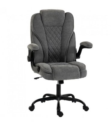 HOMCOM Office Chair, Ergonomic Desk Chair with Flip-up Armrest, Pocket Springs, Swivel Wheels, Adjustable Height, Grey