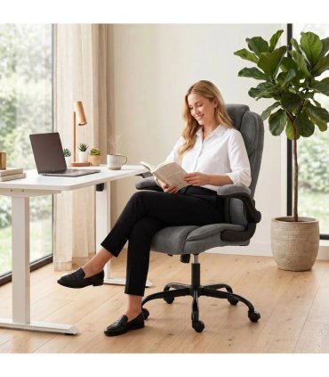 HOMCOM Office Chair, Ergonomic Desk Chair with Flip-up Armrest, Pocket Springs, Swivel Wheels, Adjustable Height, Grey